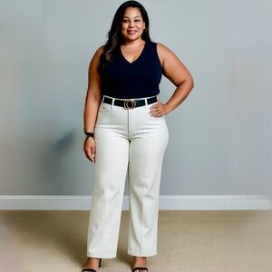 Spanx Seamed Front Wide Leg Jeans in Ecru Smoothing Shaping Slimming Sz 1X🧡